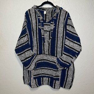 Mexican blanket hoodie poncho jacket - BAJA hoodie